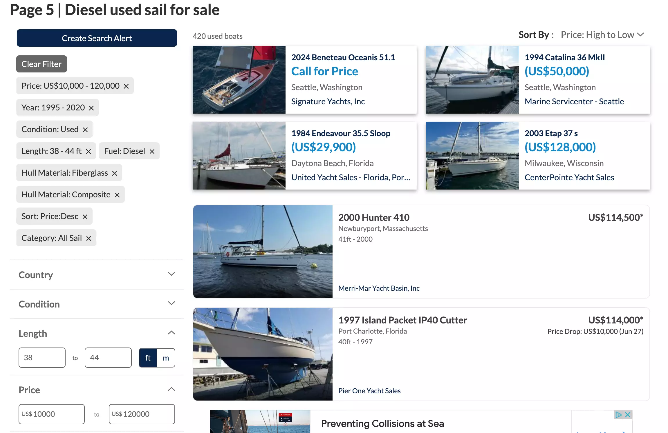 used sailboat listings